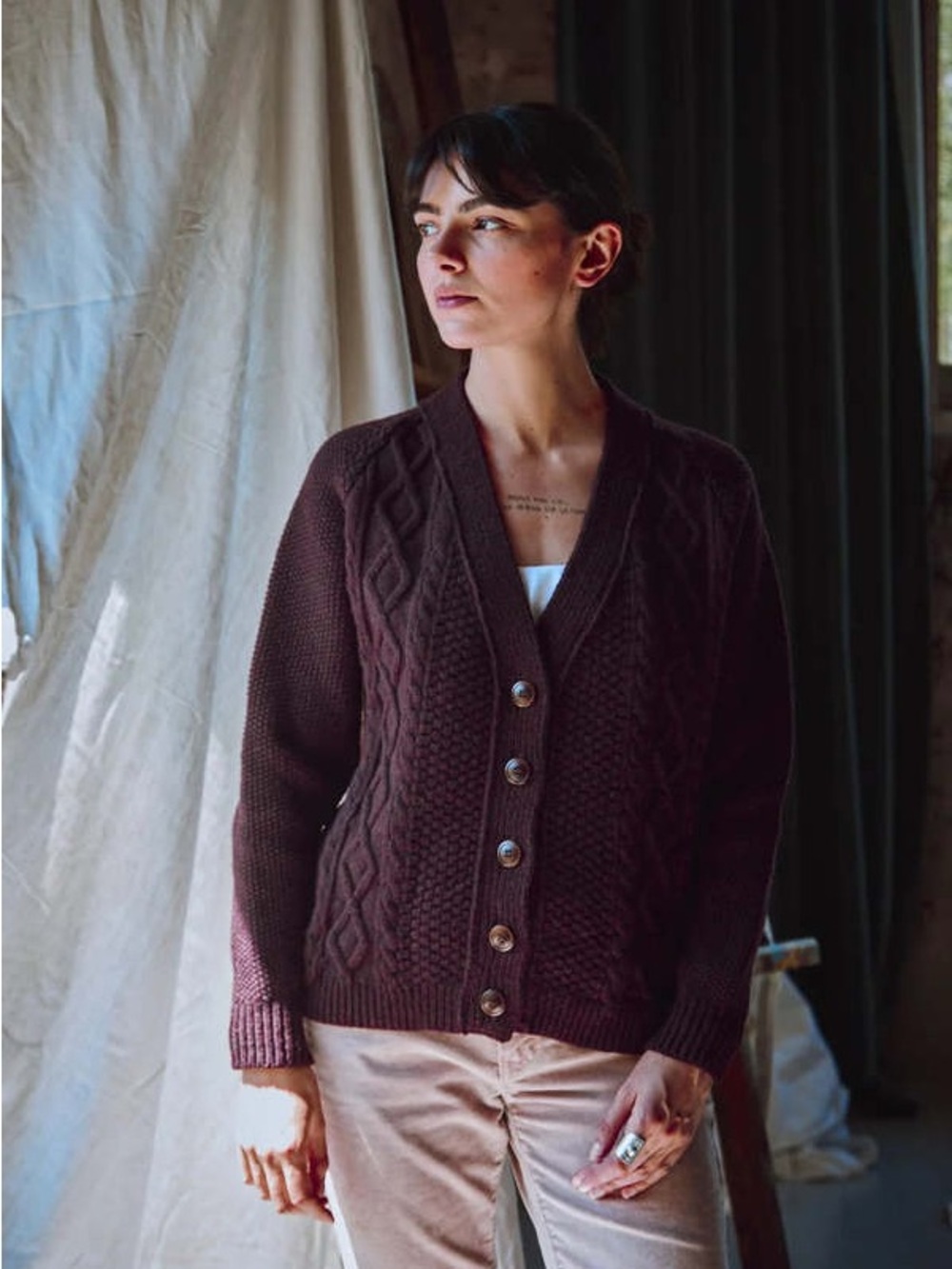 L’Envers Chunky Cable Knit Merino Cardigan
